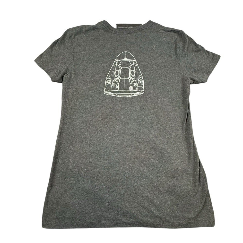 SPACEX T Shirt Womens Large Gray Dragon Capsule Blueprint Graphic NEW - Picture 2 of 11